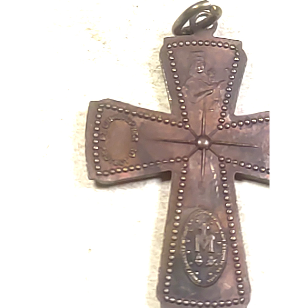 1830 Anique Copper/ Brass cross Catholic Saints Pendant - Picture 8 of 11